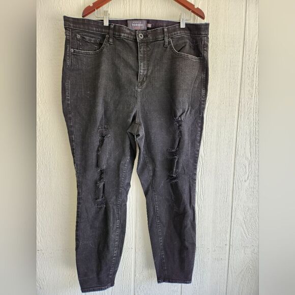 Torrid premium black distressed jeans - Picture 1 of 7